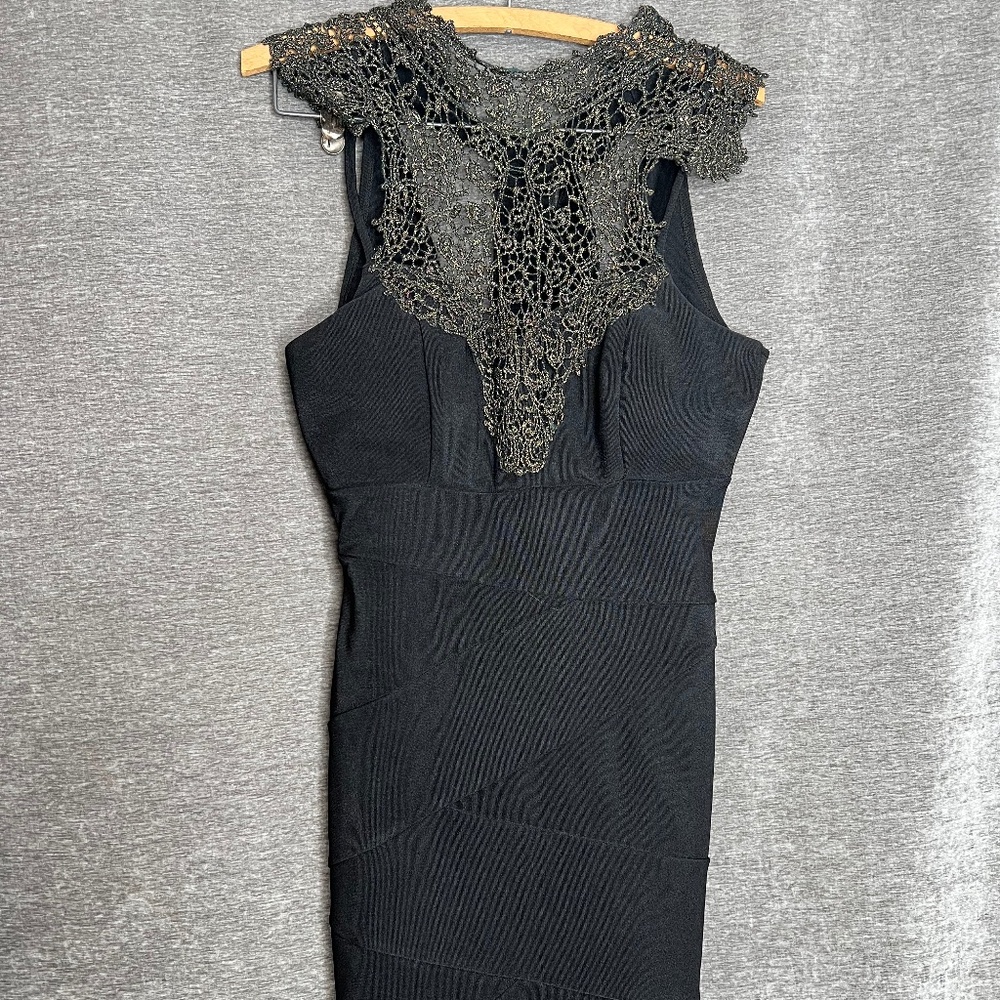 Emerald Sundae Lace High Neck Mini Dress | Black